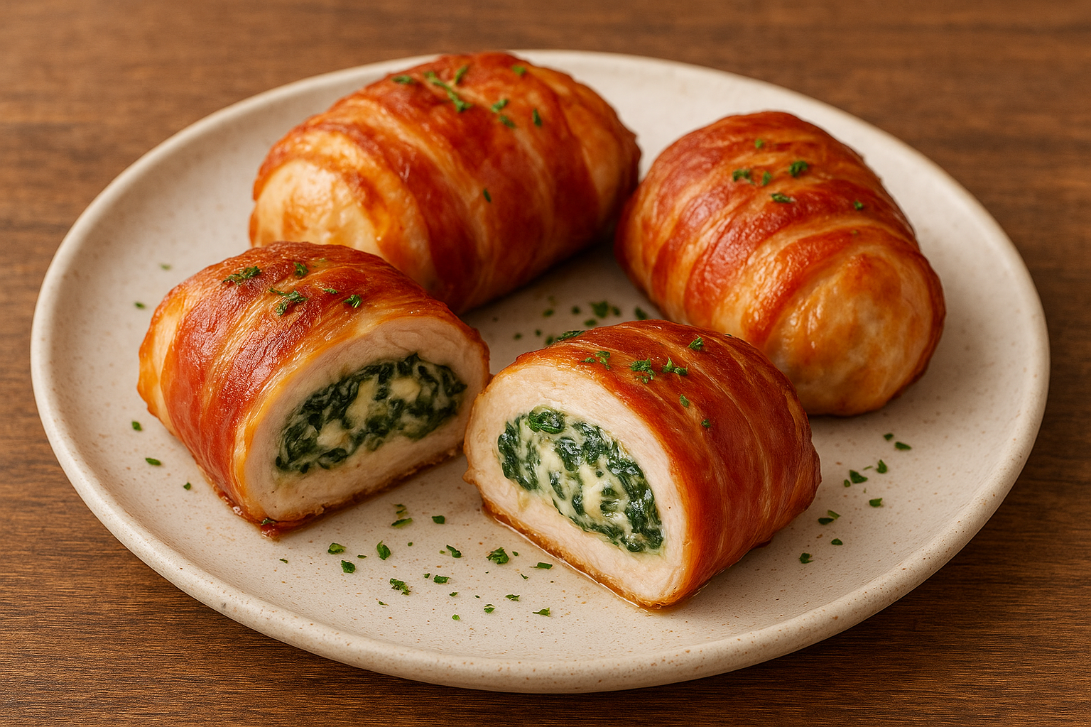Prosciuitto-wrapped stuffed chicken